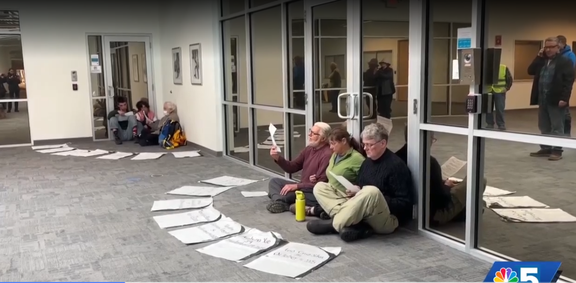 activists block ice entrance